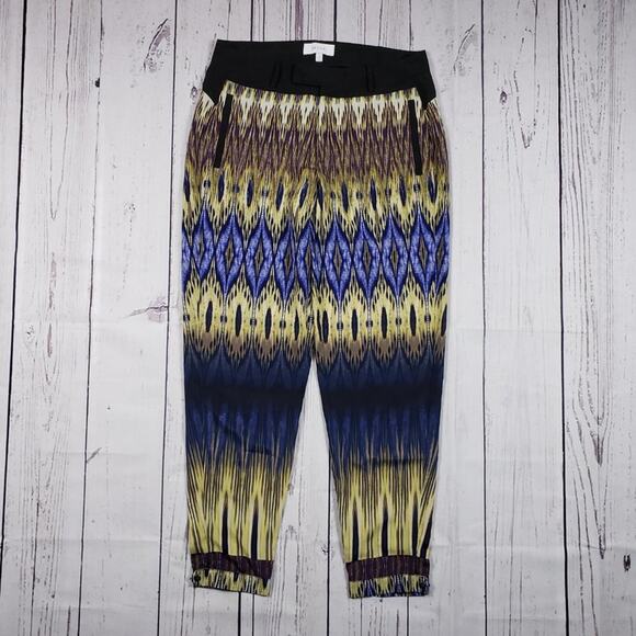 Jaye.e. Multicolor Printed Sheer Button Ankle Pants Women's Size Small - Picture 2 of 12